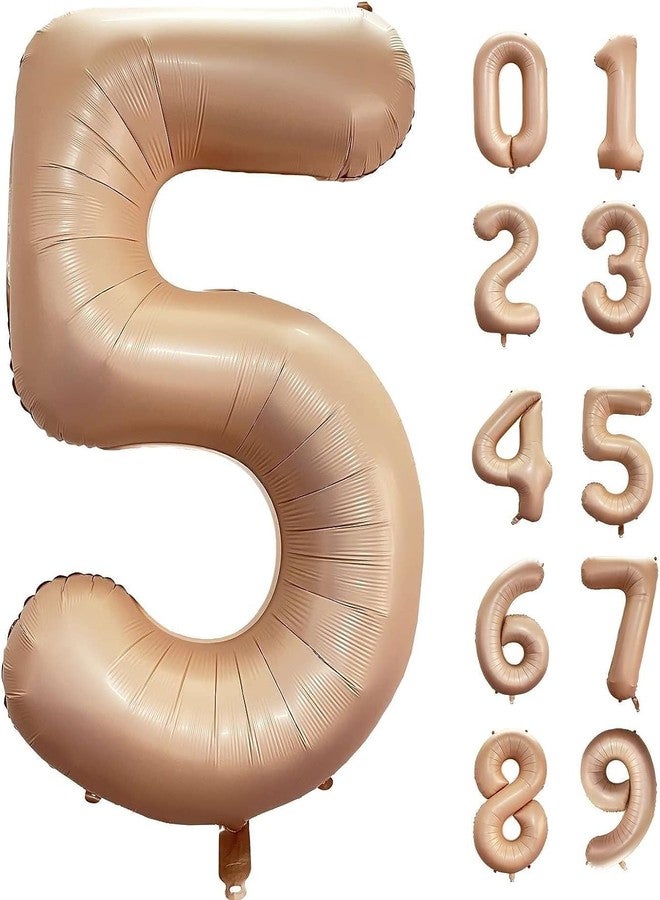 Atpata Funky #5 Elegant Caramel Colour JUMBO 40 INCH Number Balloons Set | 0 to 9 Digit Shapes | Decorative Balloons for Milestones & Celebrations - Image 1